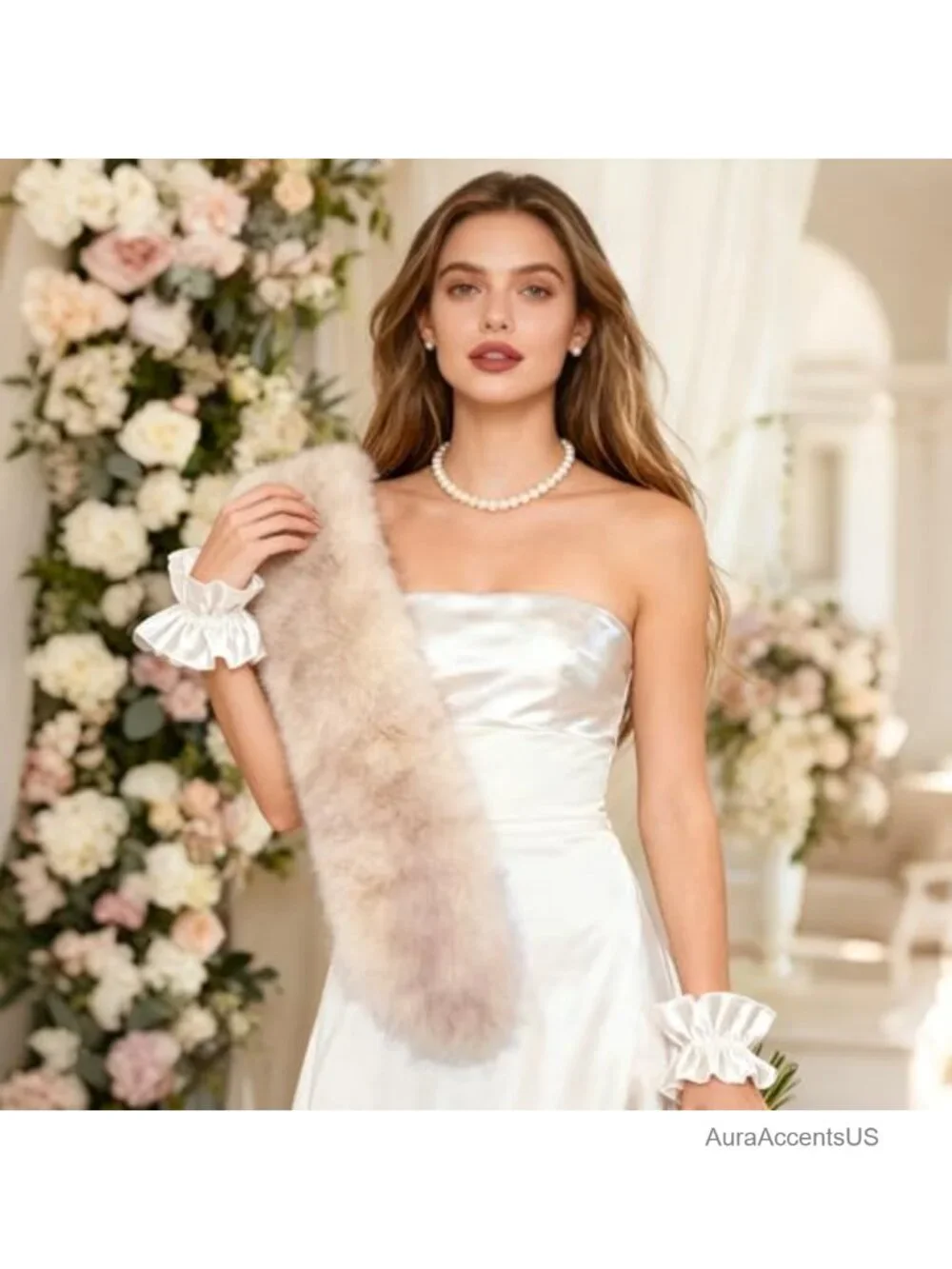 Faux Fur Shawl Wrap Scarf for Women Fluffy Winter Neck Warmer
